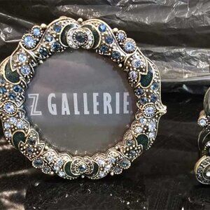 Z Gallerie Enameled with Rhinestones Frame Set (2) NEW 3" x 3"